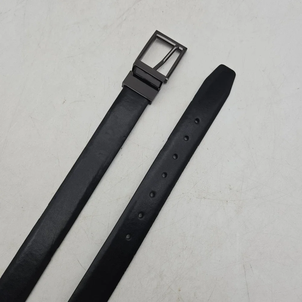Structure Belt Black Syn Leather Mens 28 Gunmetal Buckle NWOT